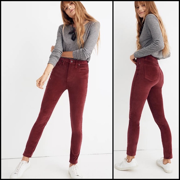 Madewell Spruce Green Velour High Rise Stretch 10” Skinny Pants - Picture 4 of 9